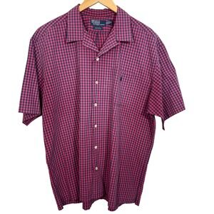 Polo Ralph Lauren VTG 90s XL Caldwell Camp Shirt Buttondown Red Black *Read‎